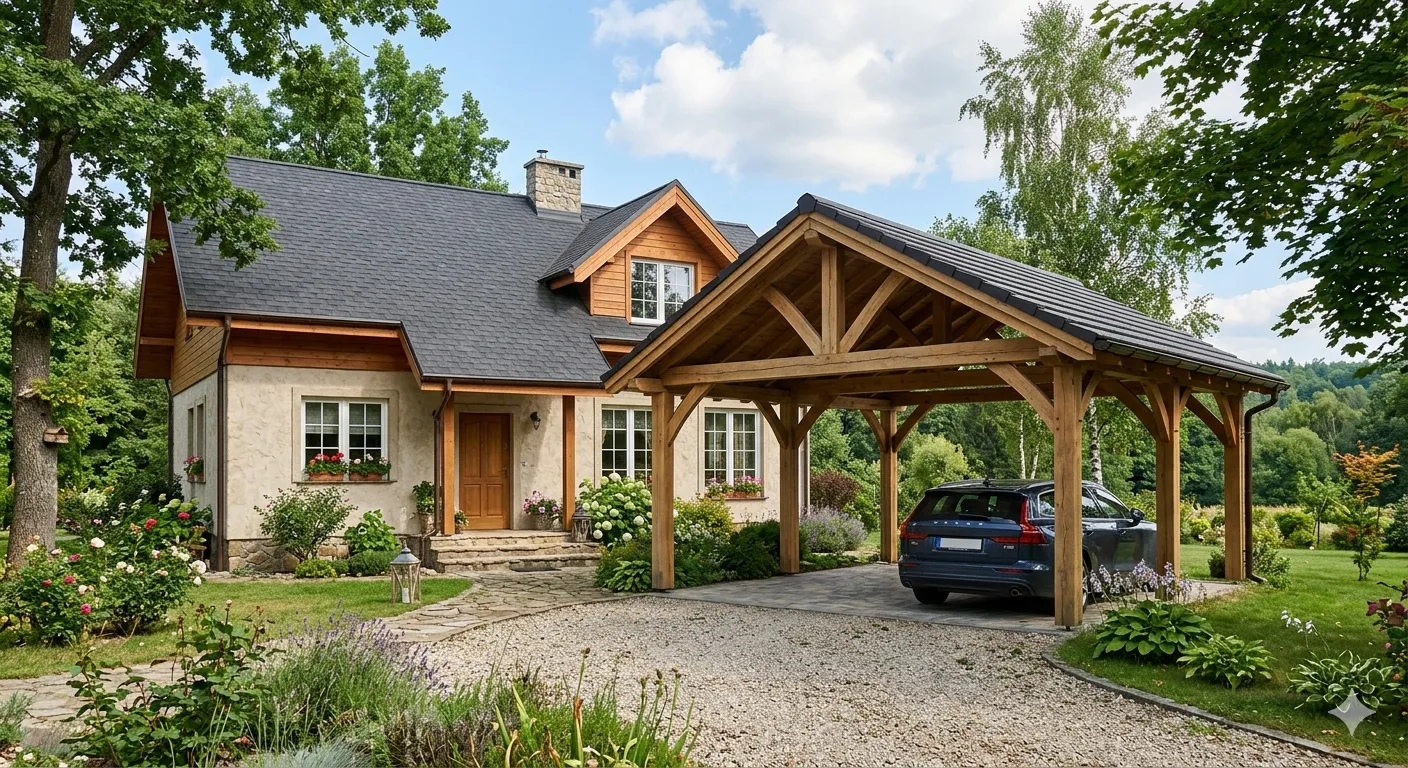 Carport bois à double pente