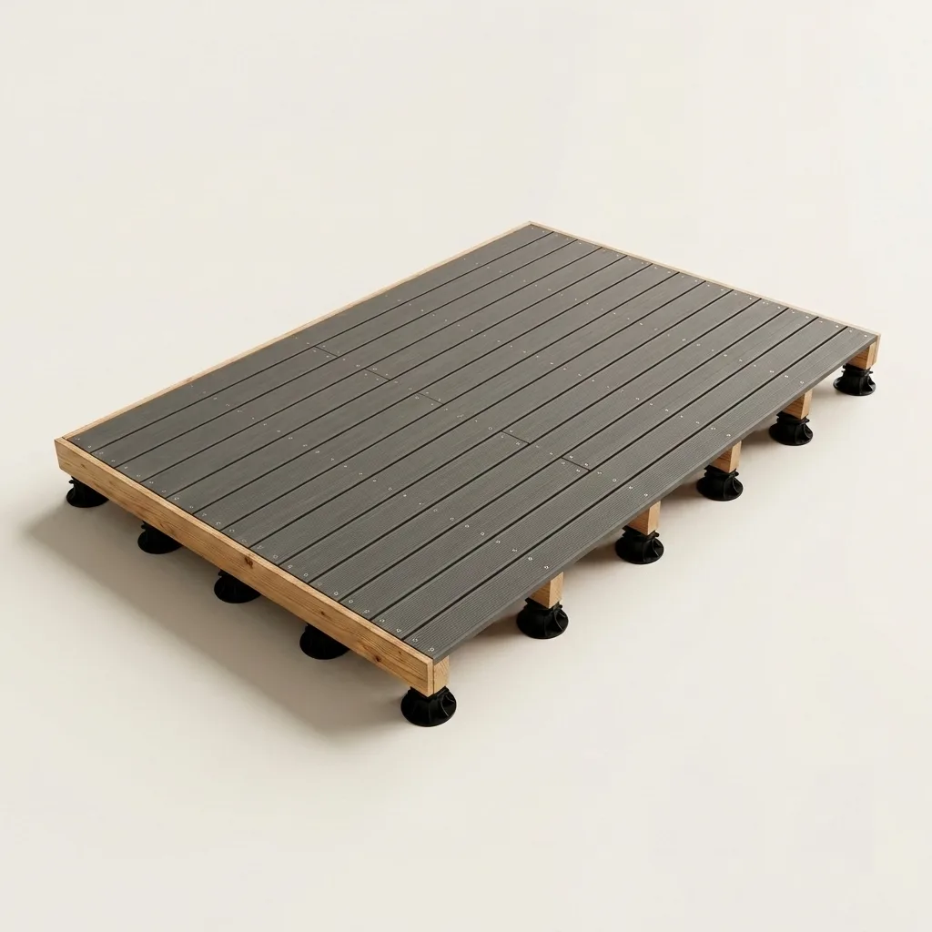Terrasse composite Silvadec gris anthracite — rendu 3D