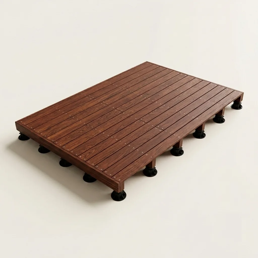 Terrasse en bois exotique cumaru — rendu 3D